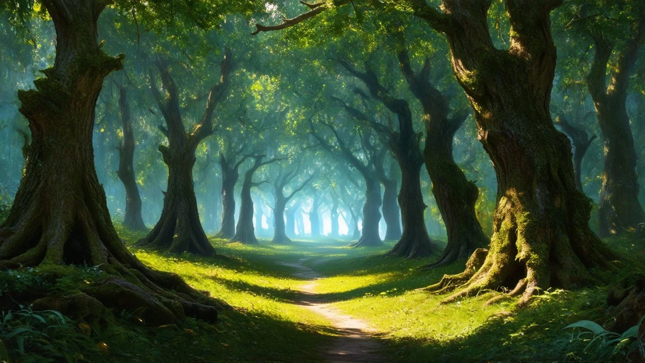 The Whispering Grove Deep within the ancient woods, whispers guide travelers closer into the unknown.