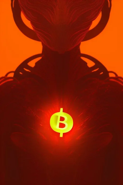 bitcoin alien, Fire theme art, Dark moody night atmosphere, , 8K, close-up face, anatomically perfect face