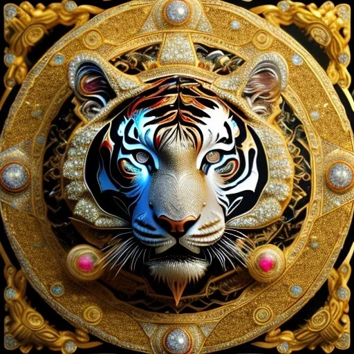 3d tigers, jewel, precious stones, shiny, beautiful rich, detailed yin and yang symbol, shiny, intricate, gorgeous, ultrafine detail, hyperrealism, trending on artstation, sharp focus, intricate details, highly detailed, glowing, glitter, complementary colours