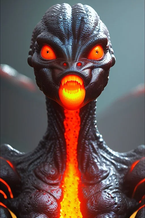 Lava alien, utra realistic, hyper detailed, masterpiece, sharp focus,volumetric lighting, ultra photoreal, lens macro,hypermaximalist, unreal engine, UHD, 64k