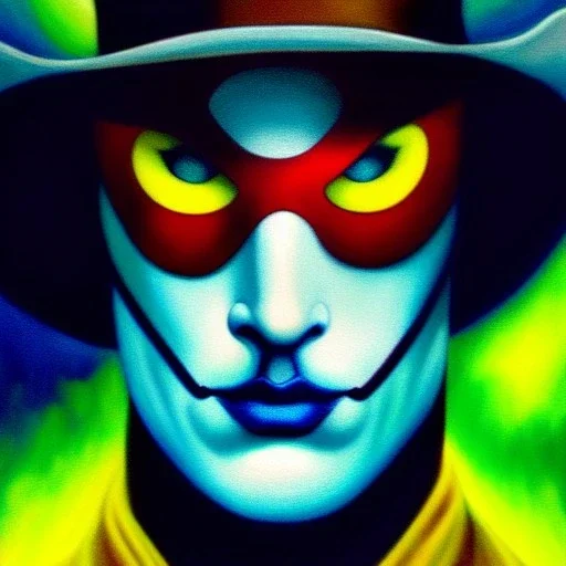 ultra detailed Portrait on oil in canvas of Watchmen Rorschach , extremely detailed digital painting, extremely detailed face,crystal clear Big Glowing eyes, mystical colors ,perfectly centered image, perfect composition,rim light, beautiful lighting, 8k, stunning scene,extremely sharp detail, finely tuned detail, ultra high definition raytracing, in the style of Simon Bisley and Ishimura.