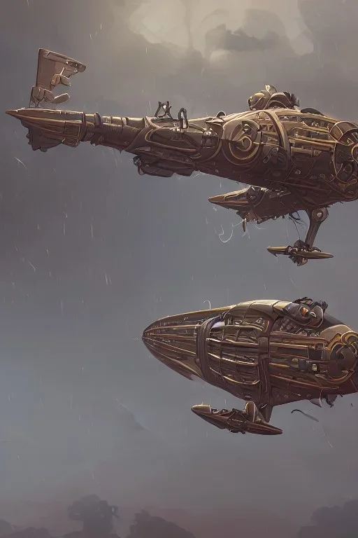 mad pilot in a steampunk airship during a storm