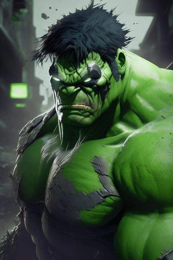 the hulk as ninja, anime, depth of field, nvidia graphics