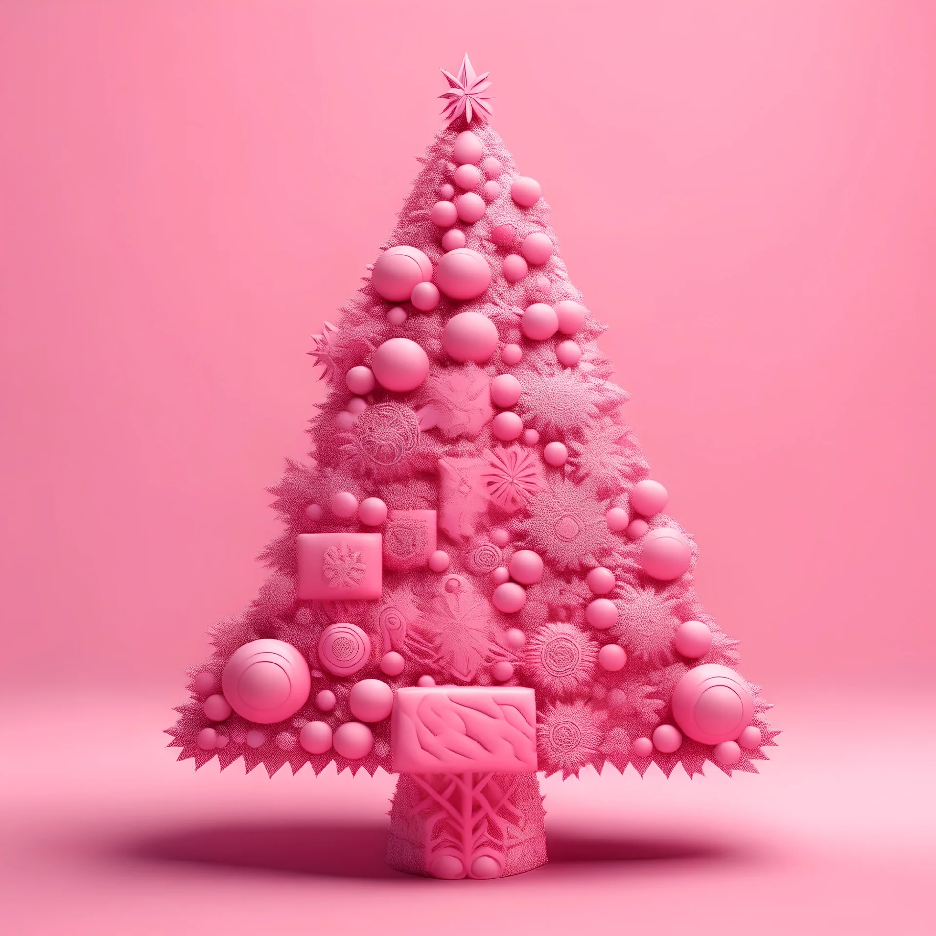 A christmas tree made of pink g