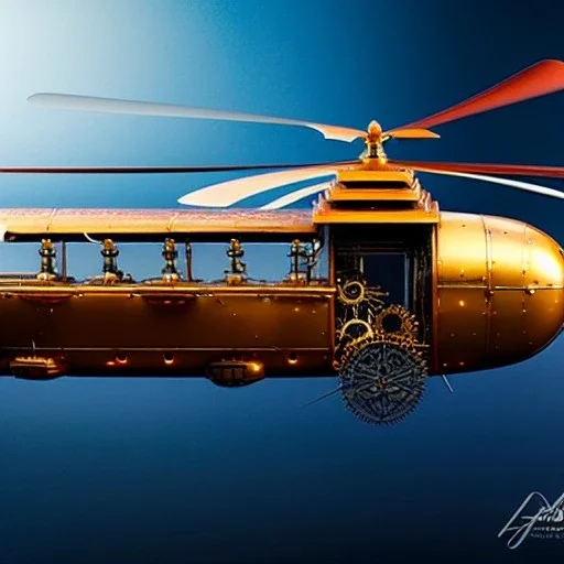 fullbody Drawing of 'sketch of Steampunk Helicopter',intricate detail,andrea bonelli,Kilian Eng,Ohrai,evan lee,Aleksandr Sidelnikov,KyuYong Eom,three quarters frontal aerial view,toned colors,16k