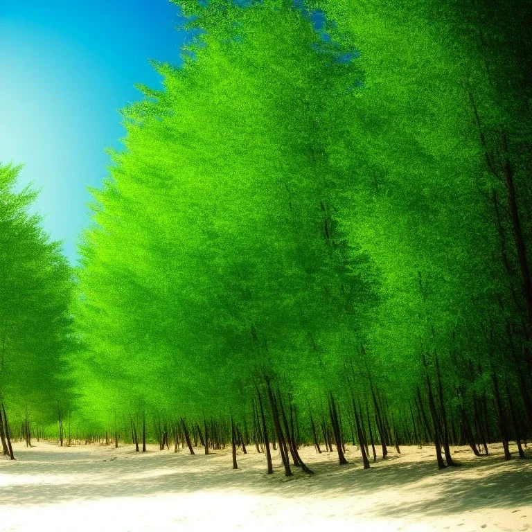 beatiful landscape picture on sunny beach whit pal trees