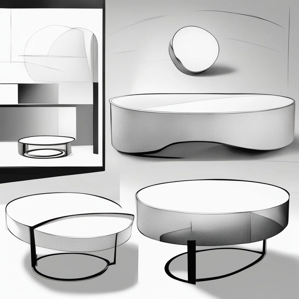 Modern “small” circular coffee table design, sketch