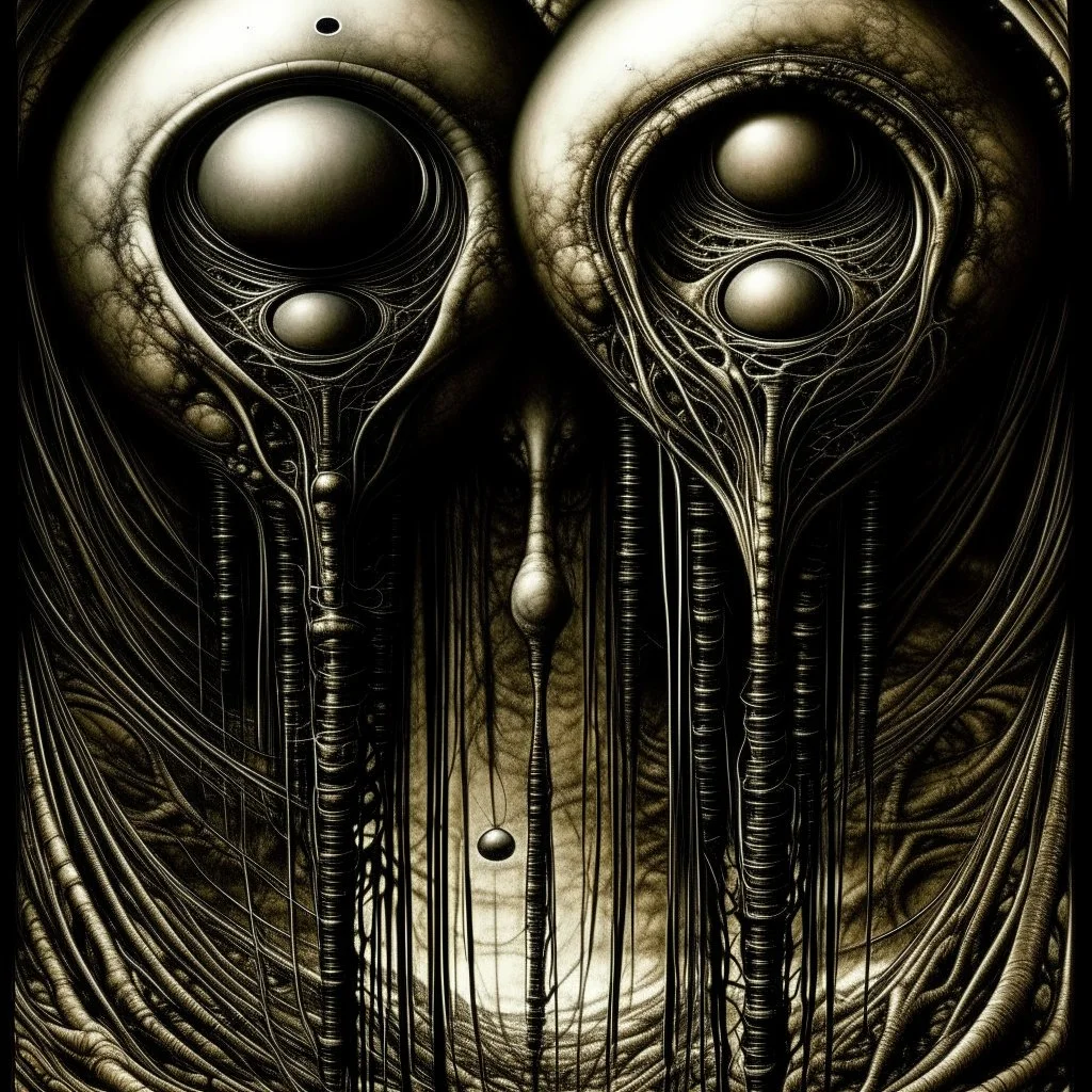 recursive alien life suspension pods eschatology, minimalist composition, by Lee Bontecou and H.R. Giger, abstract surreal art