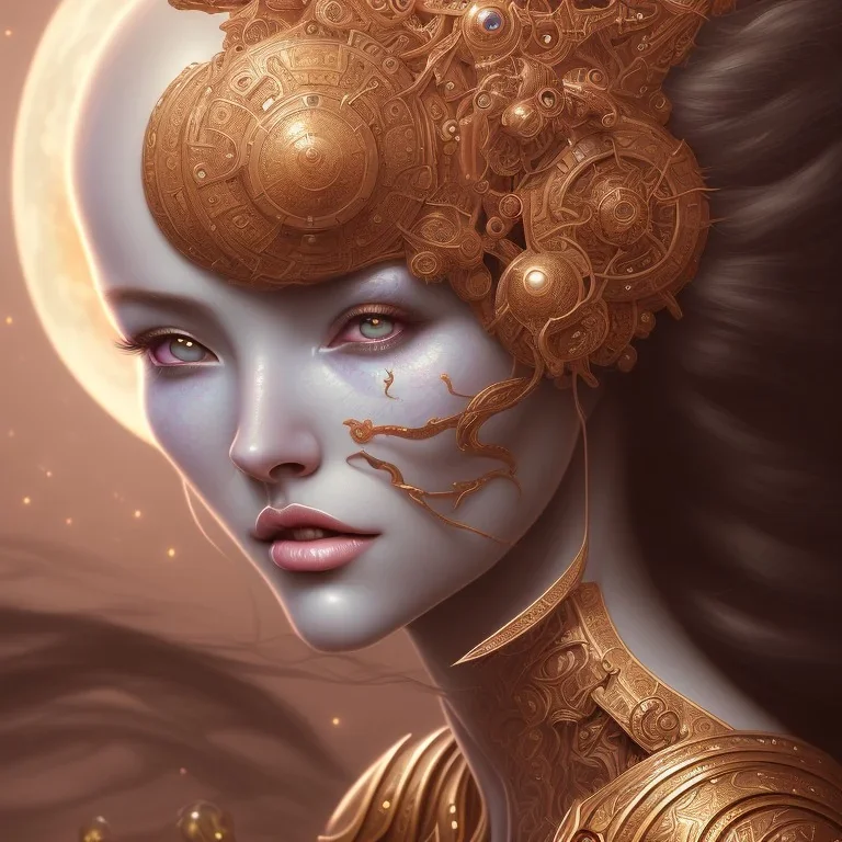 sango fantasy, fantasy magic, intricate, sharp focus, illustration, highly detailed, digital painting, concept art, matte, artgerm and paul lewin and kehinde wiley, masterpiece sexy lips Asian lady body Papu New Guina brown space lady space blood moon sun galaxy