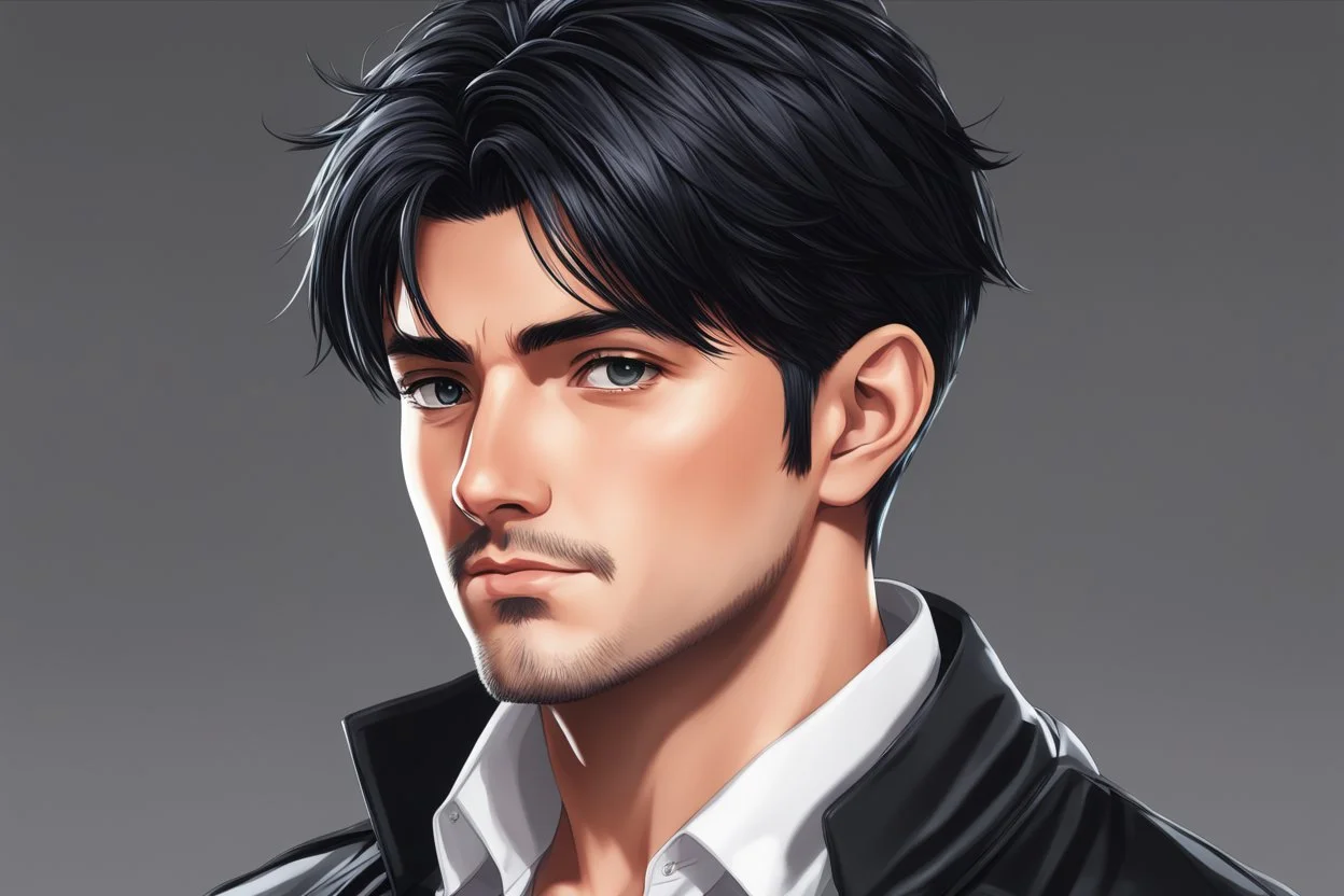 joey tribbiani in 8k 2D anime artstyle, short black hair, close picture, intricate details, highly detailed, high details, detailed portrait, masterpiece,ultra detailed, ultra quality