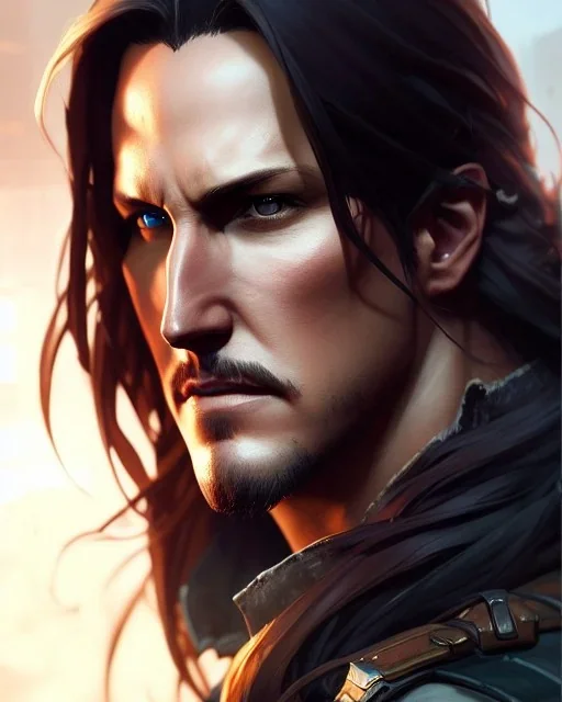 "matt mercer, beautiful eyes, full-scale head and shoulders portrait, 8k resolution concept art portrait by Greg Rutkowski, Artgerm, WLOP, Alphonse Mucha dynamic lighting hyperdetailed intricately detailed Splash art trending on Artstation triadic colors Unreal Engine 5 volumetric lighting Splash art fantasy