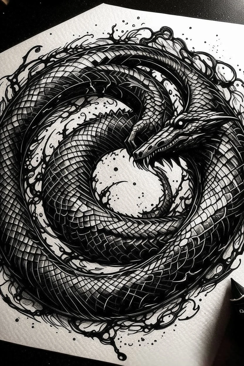 ouroboros made of black ink