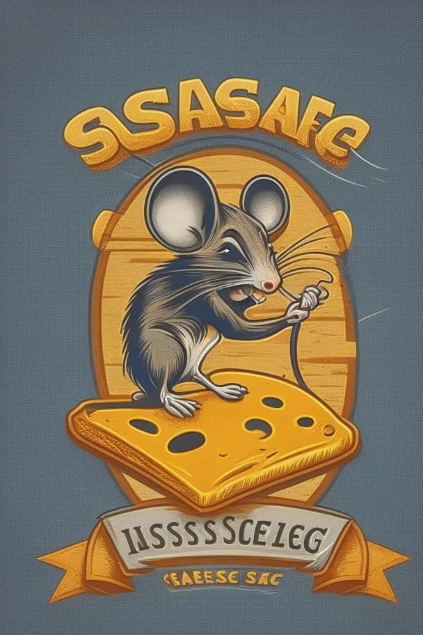 Mouse stealing cheese logo design