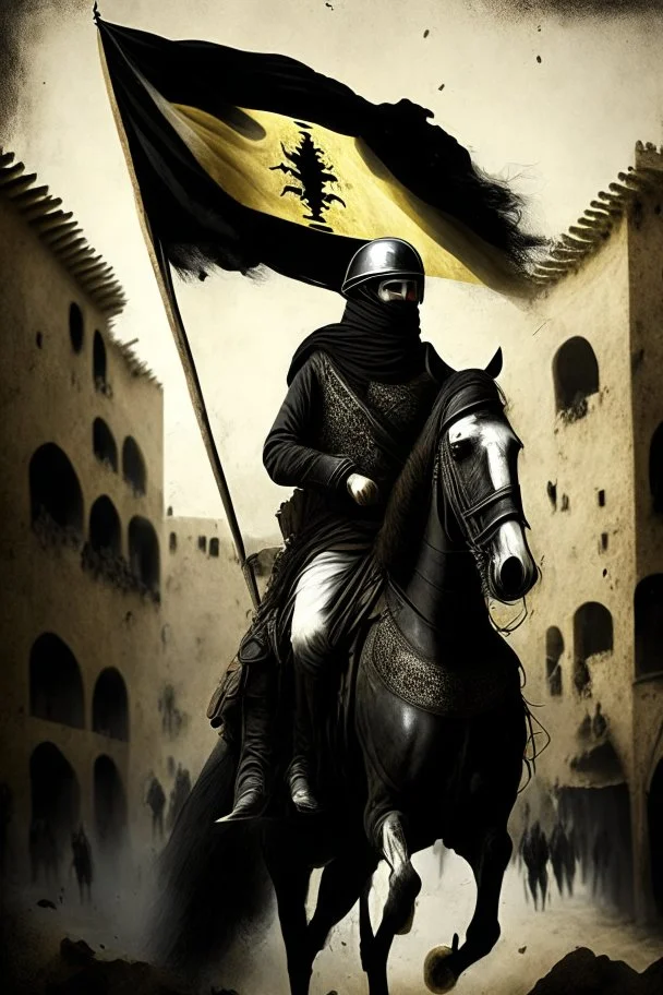 Al Quds, Black flag, army on horse