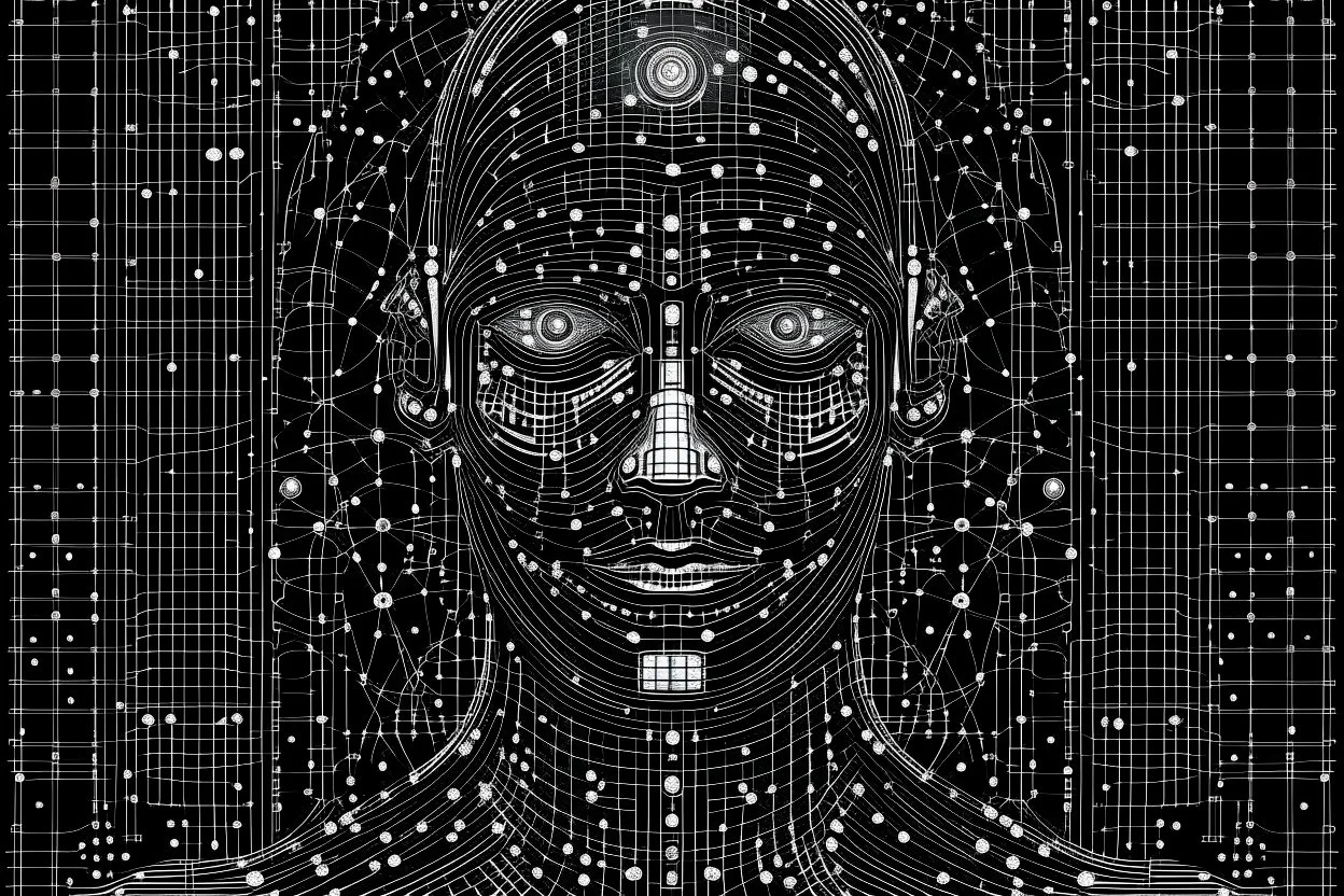 Cypherpunk culture represented as lines and dots