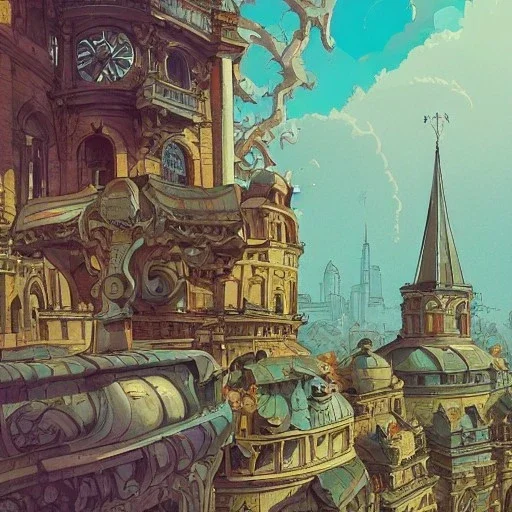 Skyline+Beaux Arts architecture+palladio+detailed facades+uphill road+trees+biopunk+Bueno Aires+turin+trieste+Book illustration by Gediminas Pranckevičius, Jean Baptiste Monge, Brian Kesinger, Anton fadeev, Kilian Eng, strong lines, high contrast vibrant colors, highly detailed, 16k resolution, trending on behance""