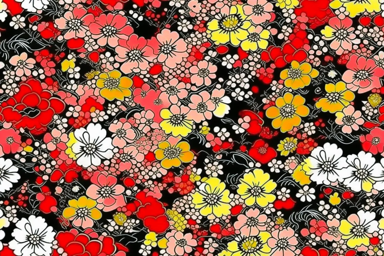 JAPANESE POPART CHERRY BLLOSSOM theme PATTERN