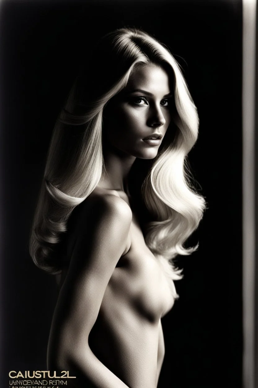 1972: beauty nude female supermodel, longer blonde hair, beautiful face, beautiful skin, realistic analog photography, middle parting, beautiful like a supermodel from the sixties, beautiful rounder face