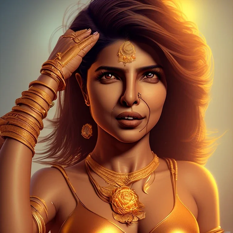 priyanka chopra , hot rose goddess, by Mahmoud Sai, Cartographic, Golden Hour, Closeup-View, 16k, Lumen Global Illumination, Diffraction Grading ,beautiful ,circuitry, jewelry