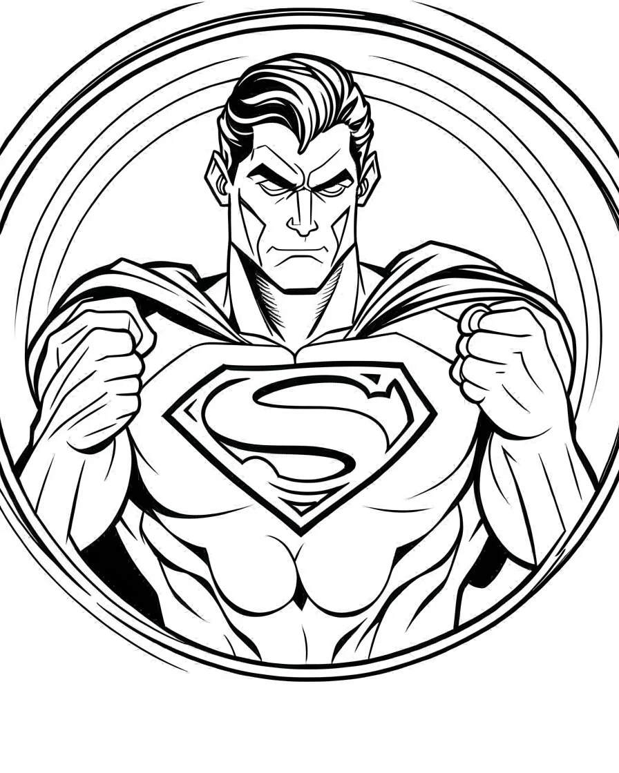 superman with wepons coloring page