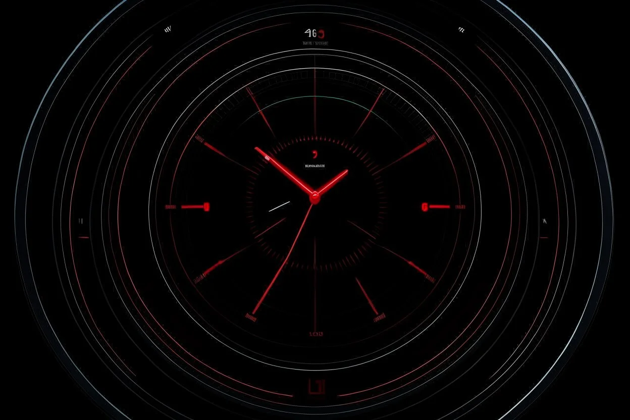 a futuristic display against a dark interface. "WARNING" flashes in bold red, followed by "Temporal Instability Detected" and a red exclamation icon. A small warning symbol and a "[Details]" button offer further insights. Text dynamically scrolls or blinks for emphasis, using vivid red for urgency. This UI ensures vital alerts are prominent, crucial for navigating time and space safely.