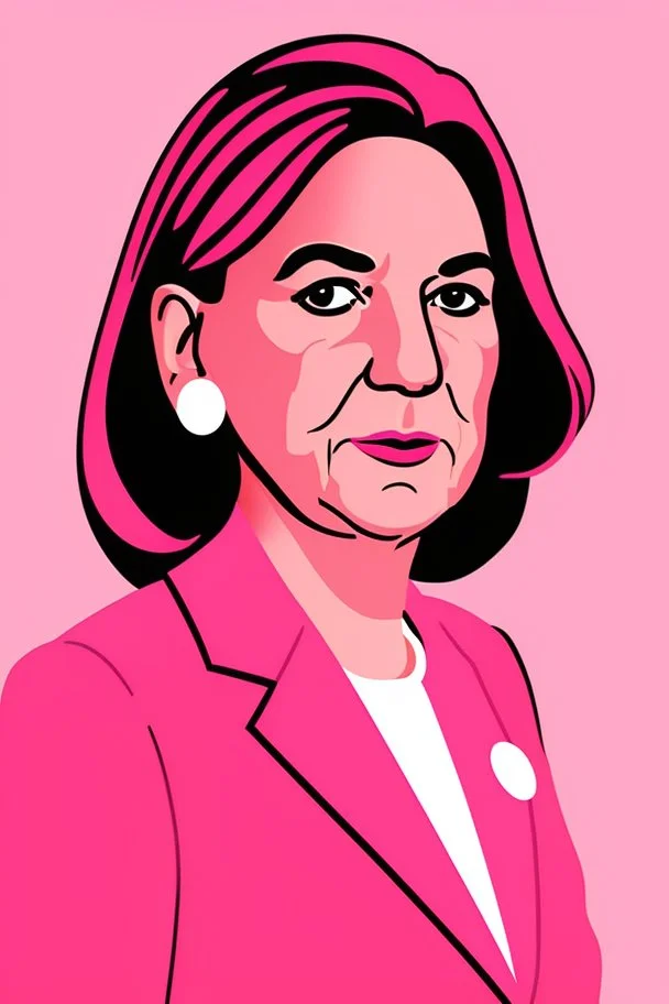 Extremely rich female politician portrait in all pink