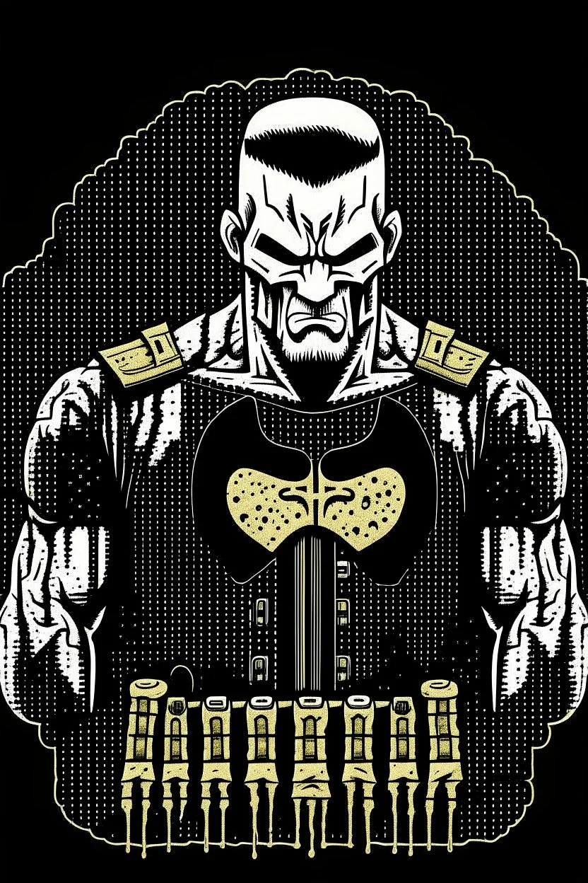 punisher sku;; in the style of Hiroshi Nagai