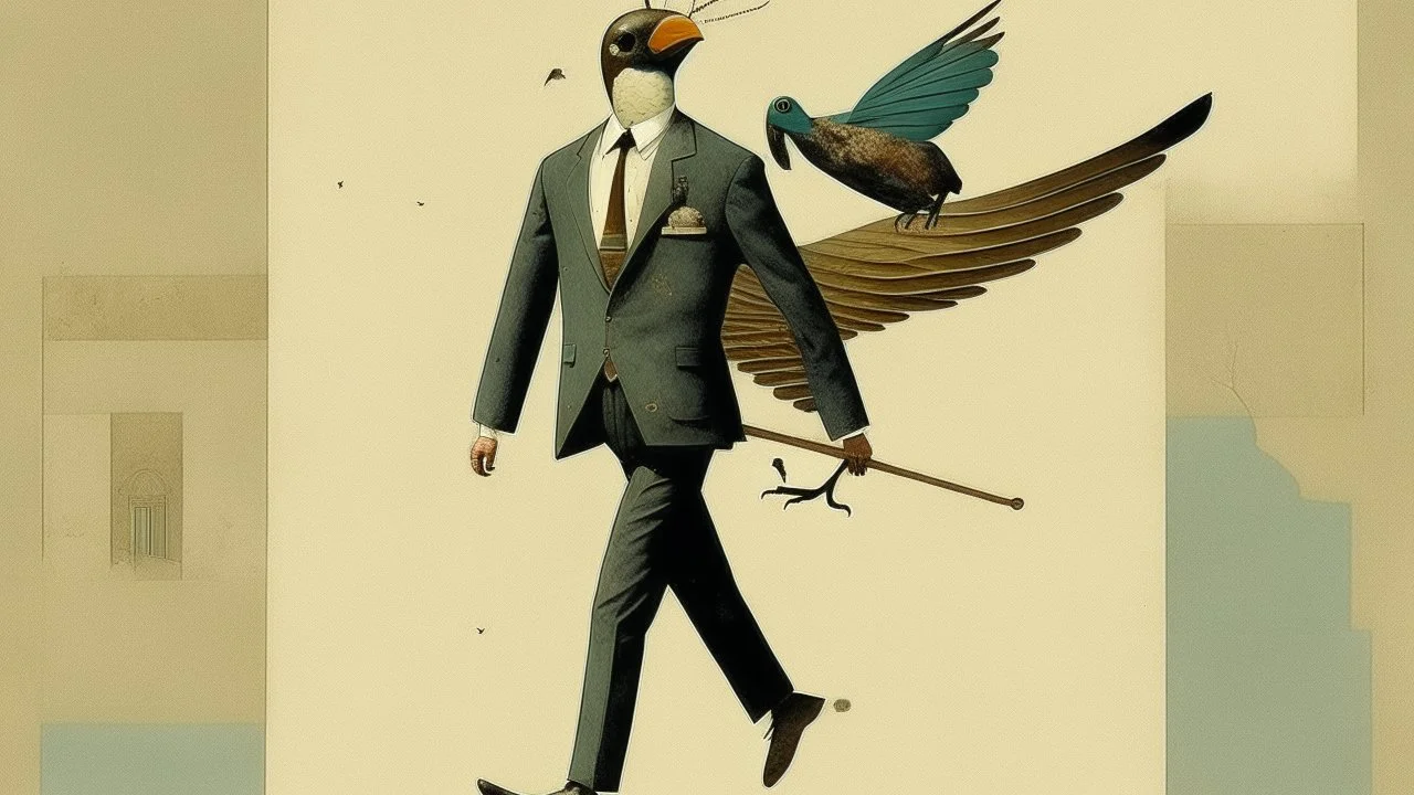 fly away, grotesque, absurd, collage, symbilism, bizarre, minimal,