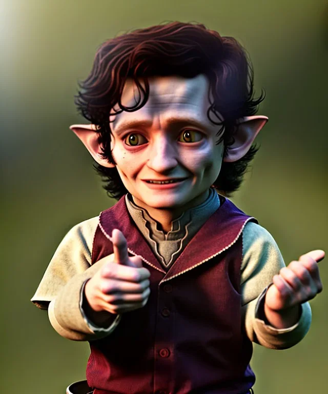 Frodo baggins toddler, full body, dramatic lighting, hyper realistic