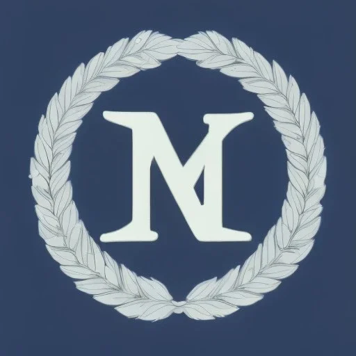 letter M, laurel wreath, roman style