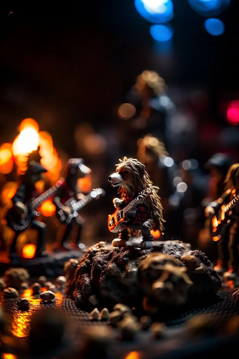 rock concert with lassie in hell, shot on Hasselblad h6d-400c, zeiss prime lens, bokeh like f/0.8, tilt-shift lens 8k, high detail, smooth render, down-light, unreal engine, prize winning