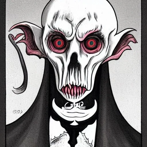 Cthulhu with white skin as a Russian Orthodox nosferatu vampire