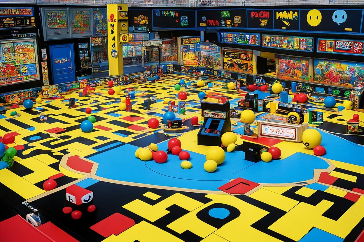 inside Pac-Man, originally called Puck Man[a] in Japan, is a 1980 maze video game developed and published by Namco for arcades. In North America, the game was released by Midway Manufacturing as part of its licensing agreement with Namco America. The player controls Pac-Man, who must eat all the dots inside an enclosed maze while avoiding four colored ghosts. Eating large flashing dots called "Power Pellets" causes the ghosts to temporarily turn blue, allowing Pac-Man to eat the ghosts for bonus