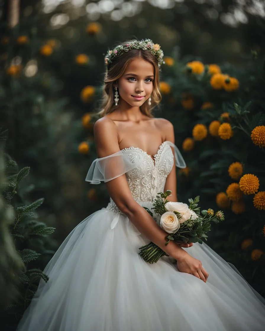 pretty girl in pretty dress standing posing to camera