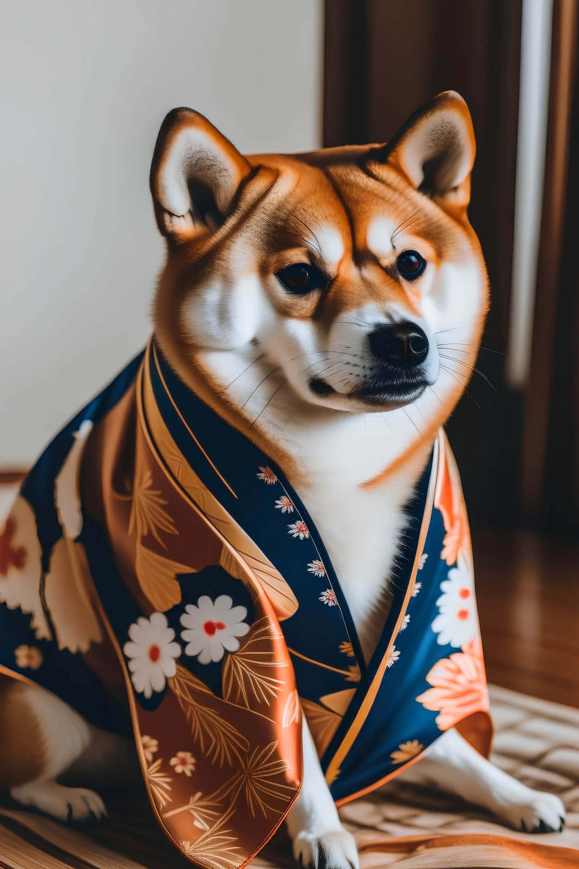 a shiba inu with a kimono