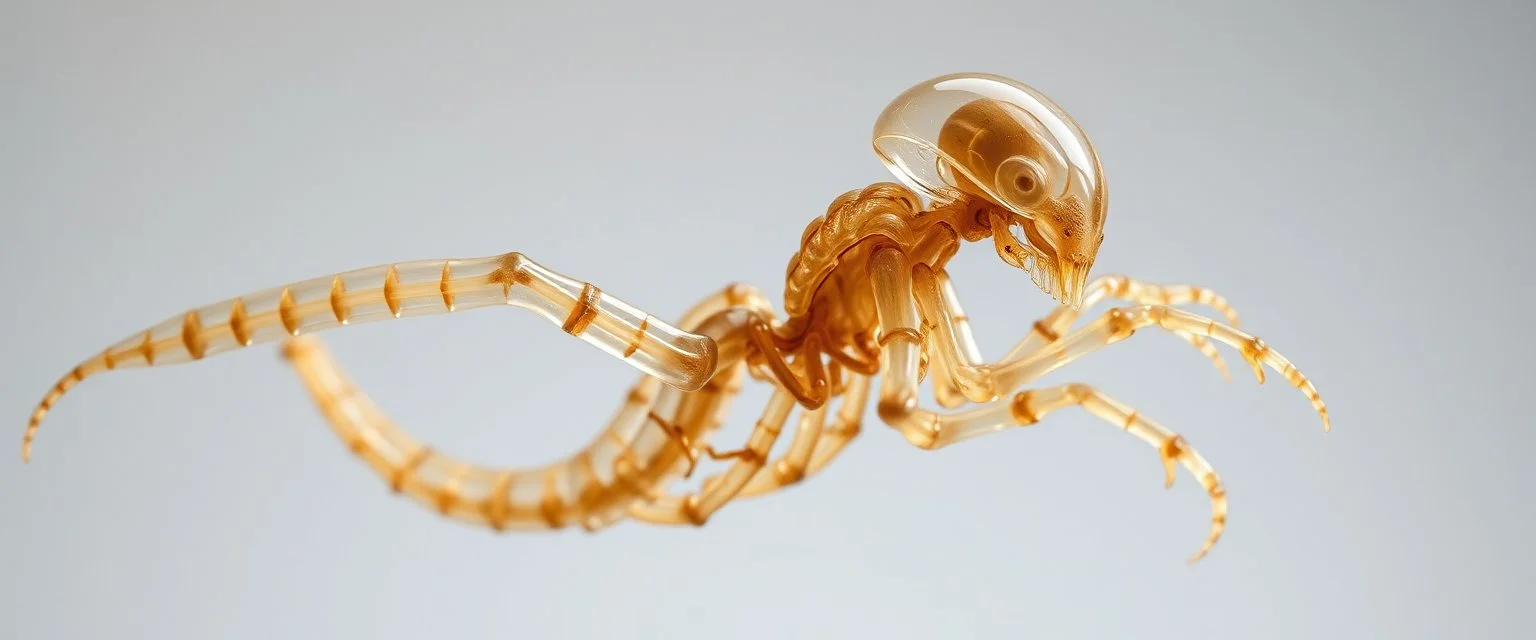 benign transparent superwood alien structure with exoskeleton