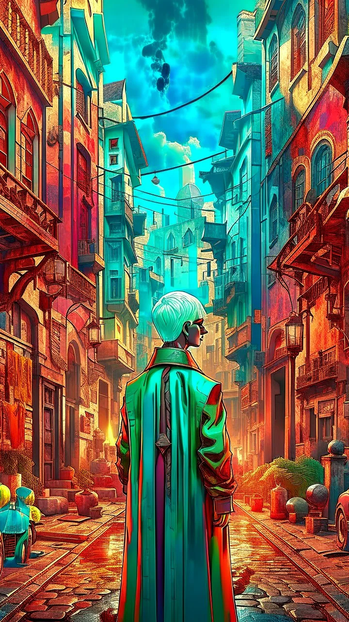 Old city ,minimalism, surreal beautiful fashion portrait,minimalist surreal surrounding background,surreal lonely depth,deep soul spirit,fantasy surreal geometry,flat,utopia,album art,cover art,album cover,cinematic,8k,epic movie still,by Bocsh painting style, blanche,rutkowski,repin,artstation hyperrealism painting concept art of detailed character,design matte painting,leaf