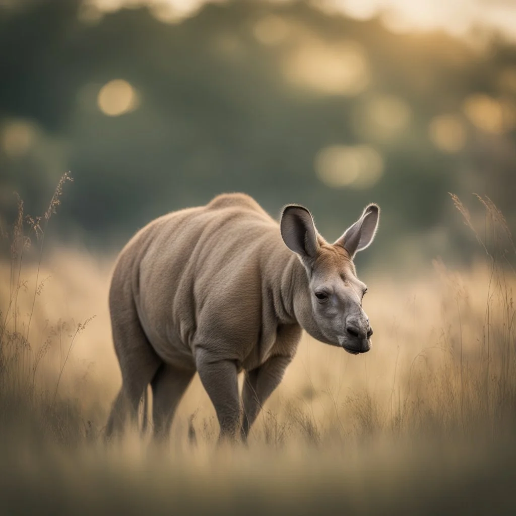 kangaroo rhino in long grass ,bokeh like f/0.8, tilt-shift lens 8k,*-