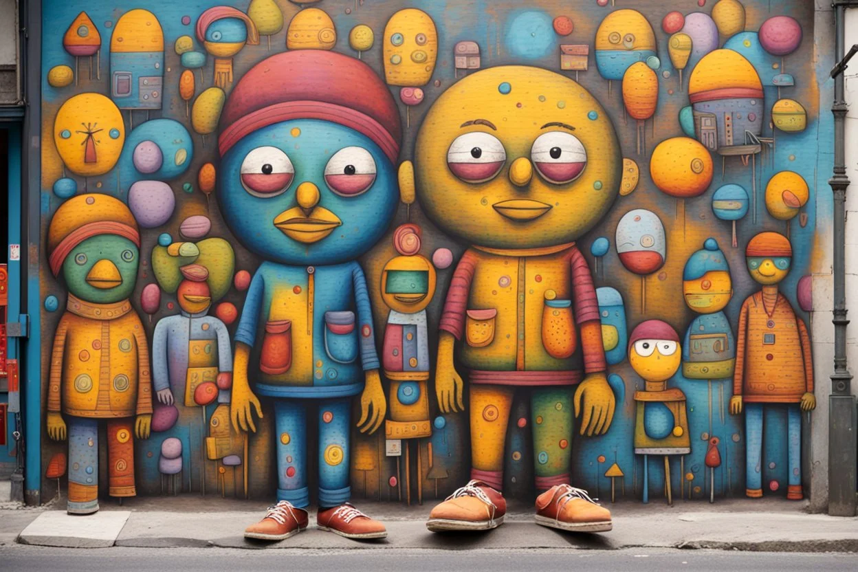 Street art in the style of Os Gemeos