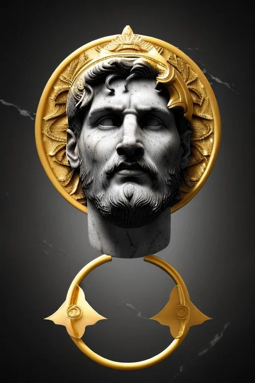 Ultra Realistic image, Roman sculpture, white marble material, Lionel Messi, gold Laurel leaves wreath, renaissance ornaments, one gold star in heart, sun ornament, marble and background, chisel style, waist up portrait, emperor style, epic, celestial, cinematic lighting, God light, god rays, 4k resolution, smooth details, ornate details, soft lighting, unreal engine 5, art station, substance 3d.