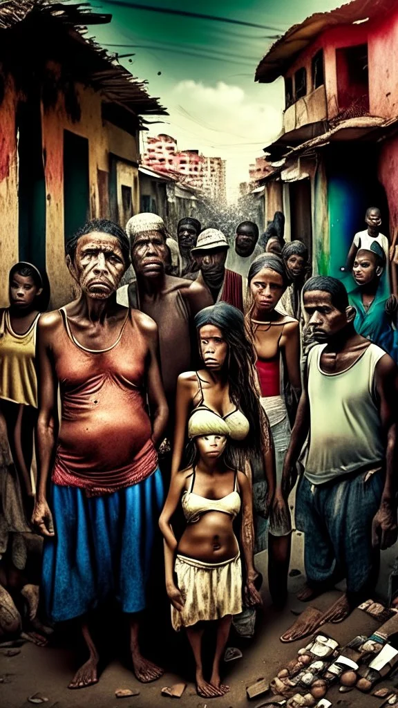 World celebrities, poor people, in a Brazilian city hdr