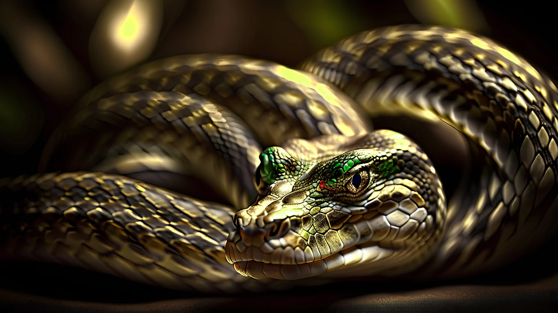 burmese python and dragon, intricately detailed faces, long shot, professional photography, a breathtaking background, natural environment, cinematic side light, shot on DSLR 64 megapixels sharp focus, canon lens, realistic, concept art, 16k resolution