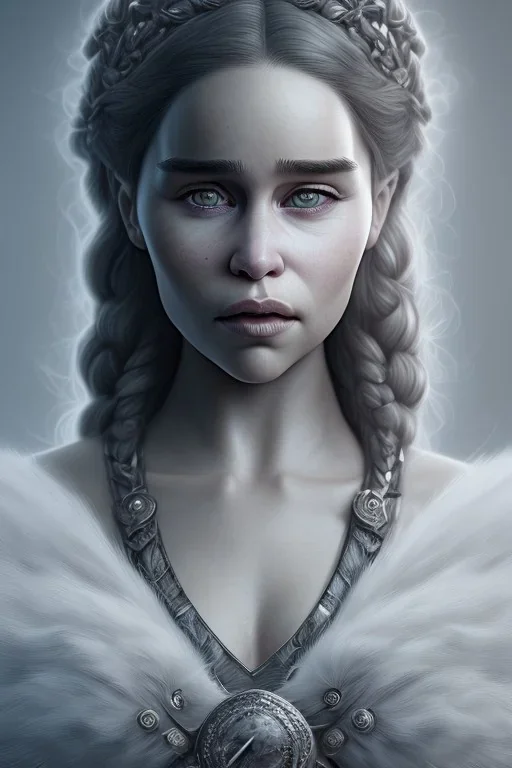 a Photorealistic dramatic hyperrealistic emilia clarke vikings paint ,Crystal black eyes, elegant,Artgerm, Beautiful dynamic,shadows,Artstation,concept design art,Octane render,8