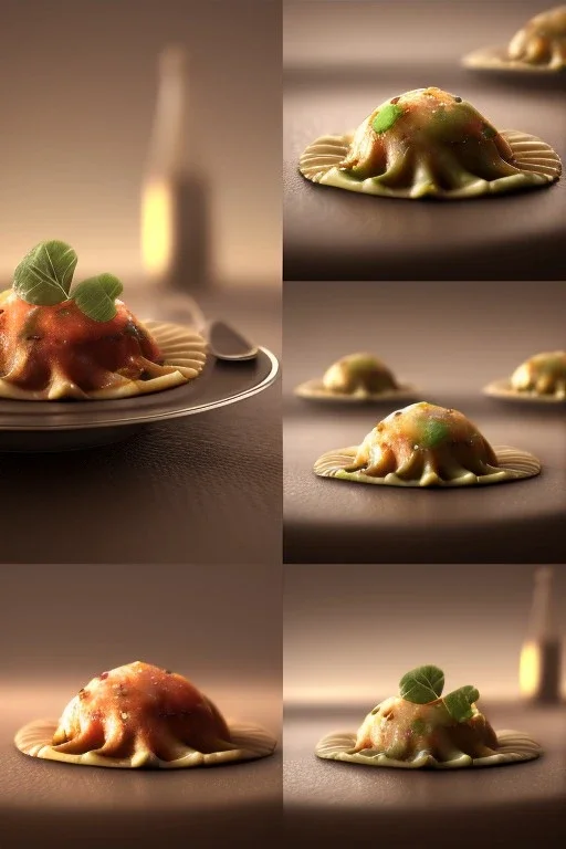 Ravioli collage art , cooking photo, realistic style ,smooth, god rays, unreal engine 5, ray tracing, RTX, lumen lighting, ultra detail, volumetric lighting