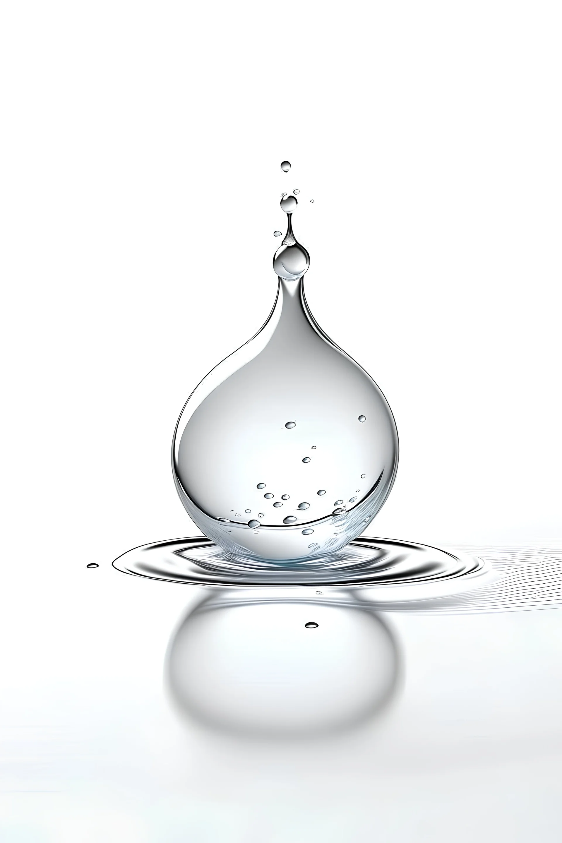 drop of water, white background, photorealistic