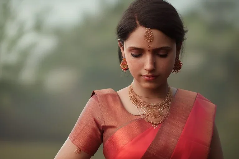 full body photo of a girl in saree i,hyperrealistic,detailed,8k,cinematic