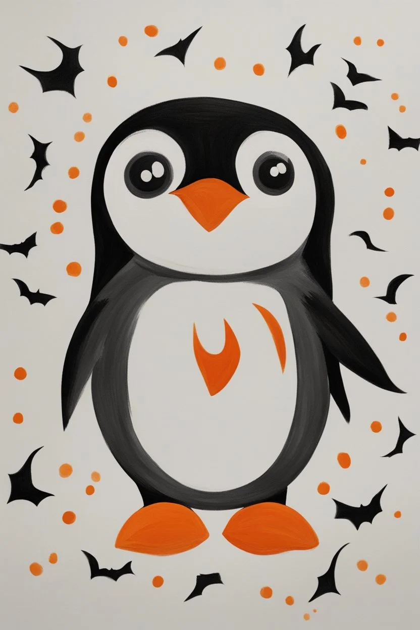 Halloween penguin painting