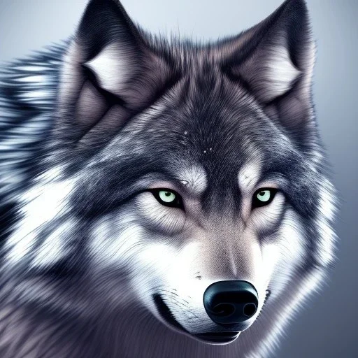 wolf, blue, cinematic lighting, sharp focus, hyperrealism, 8K, masterpiece, expert