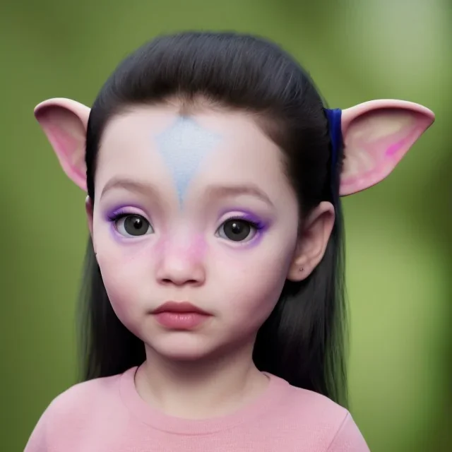 Wearing make up avatar in pandora toddler, full body, Pandora background