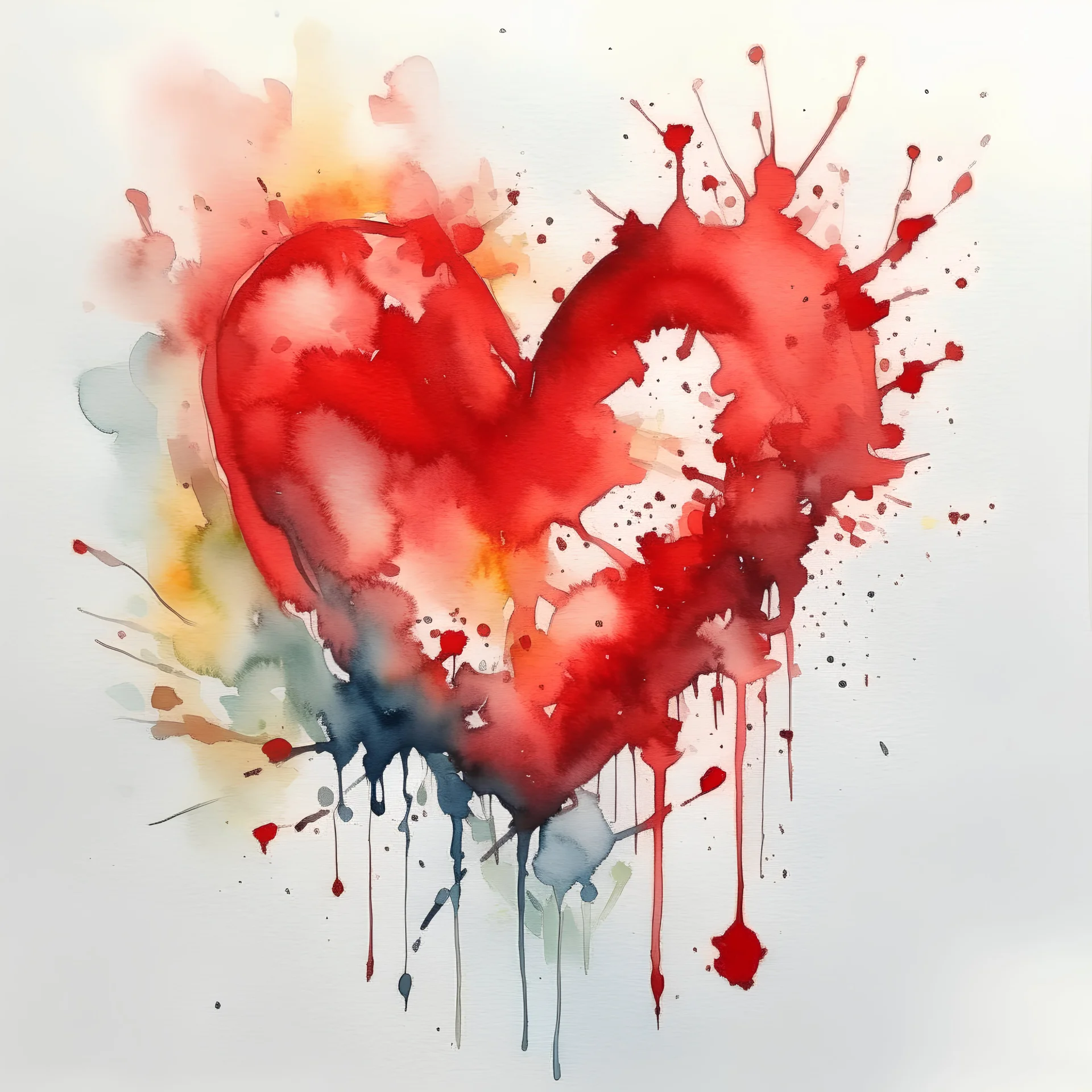 beautiful small red hearth Watercolor